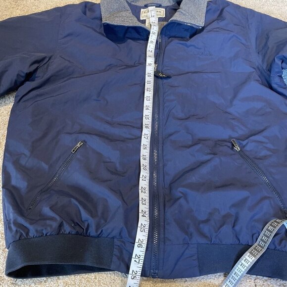 LL Bean Warm Up Jacket Men's Large Tall Navy Nylon Fleece Lined Full Zip Outdoor - Picture 11 of 11